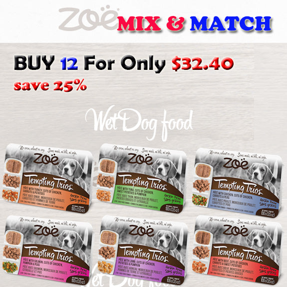 ''Zoe Dog Pate Wet Food Mix & Match BUY 12 FOR ONLY $32.40