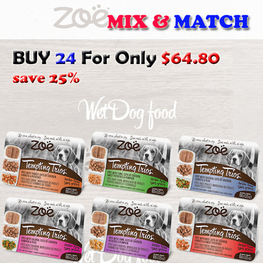 ''Zoe Dog Pate Wet Food Mix & Match BUY 24 FOR ONLY $64.80