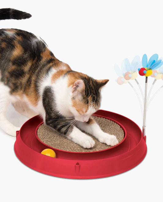 43000-Catit 3-in-1 Play - Circuit Ball Toy with Scratch Pad