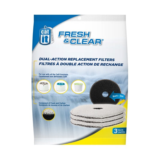 Catit 50057-Design Fresh & Clear Foam/Carbon Filters - 3 pack