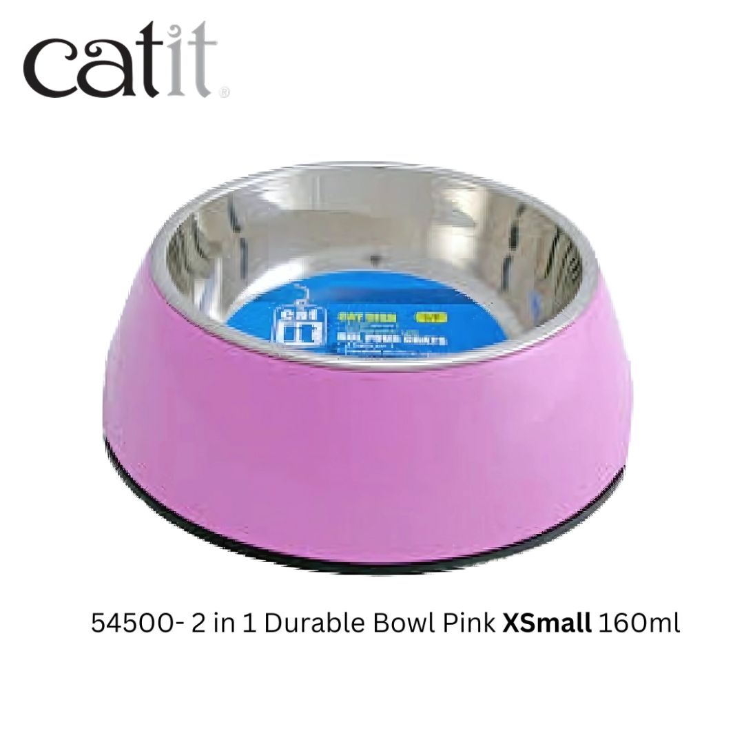 54500-Catit 2-in-1 Cat Dish Pink - Available in XS