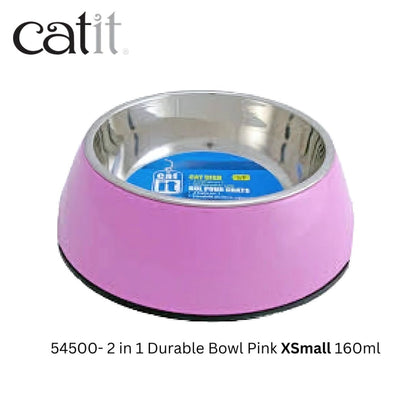 54500-Catit 2-in-1 Cat Dish Pink - Available in XS