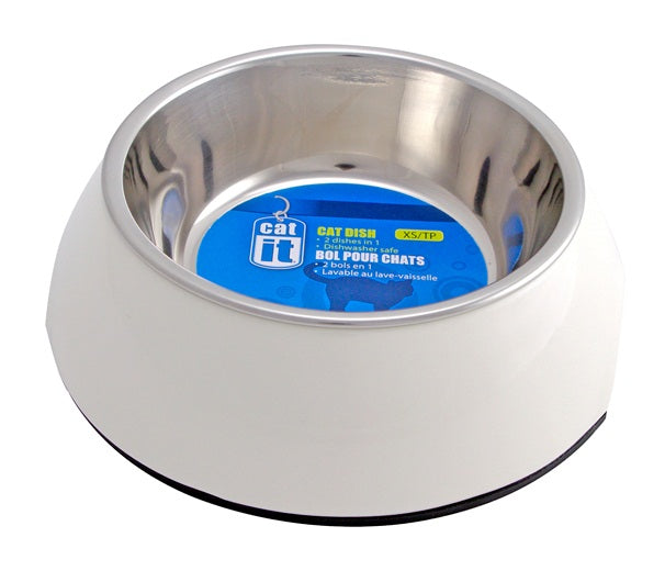 54501-Catit 2-in1 Cat Dish White 160ml- XS