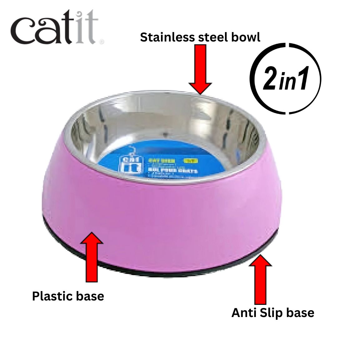 54500-Catit 2-in-1 Cat Dish Pink - Available in XS