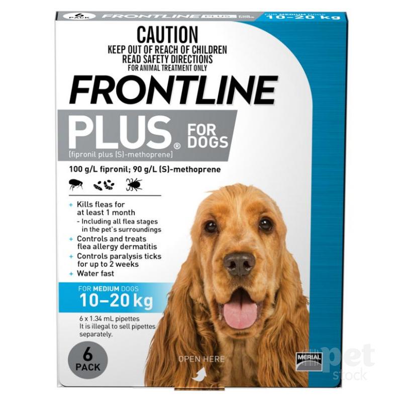 FRONTLINE® Plus For Dogs 10-20Kg – 6 Pipettes