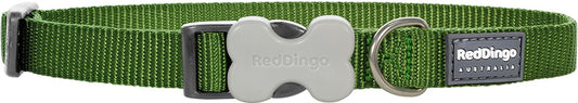 Red Dingo Dog Collar Classic - Green - Available In S, M, ML & L