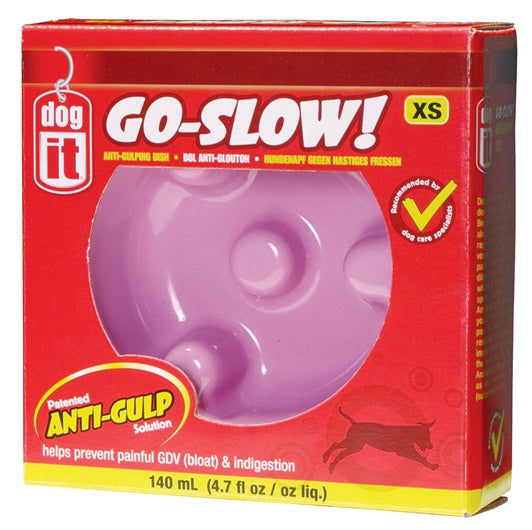 Dogit Go Slow Anti-Gulping Dog Dish Pink - Available in XS, S, M & L