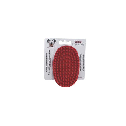 Le Salon 891248 Essentials Dog Rubber Grooming Brush with Loop Handle - Red