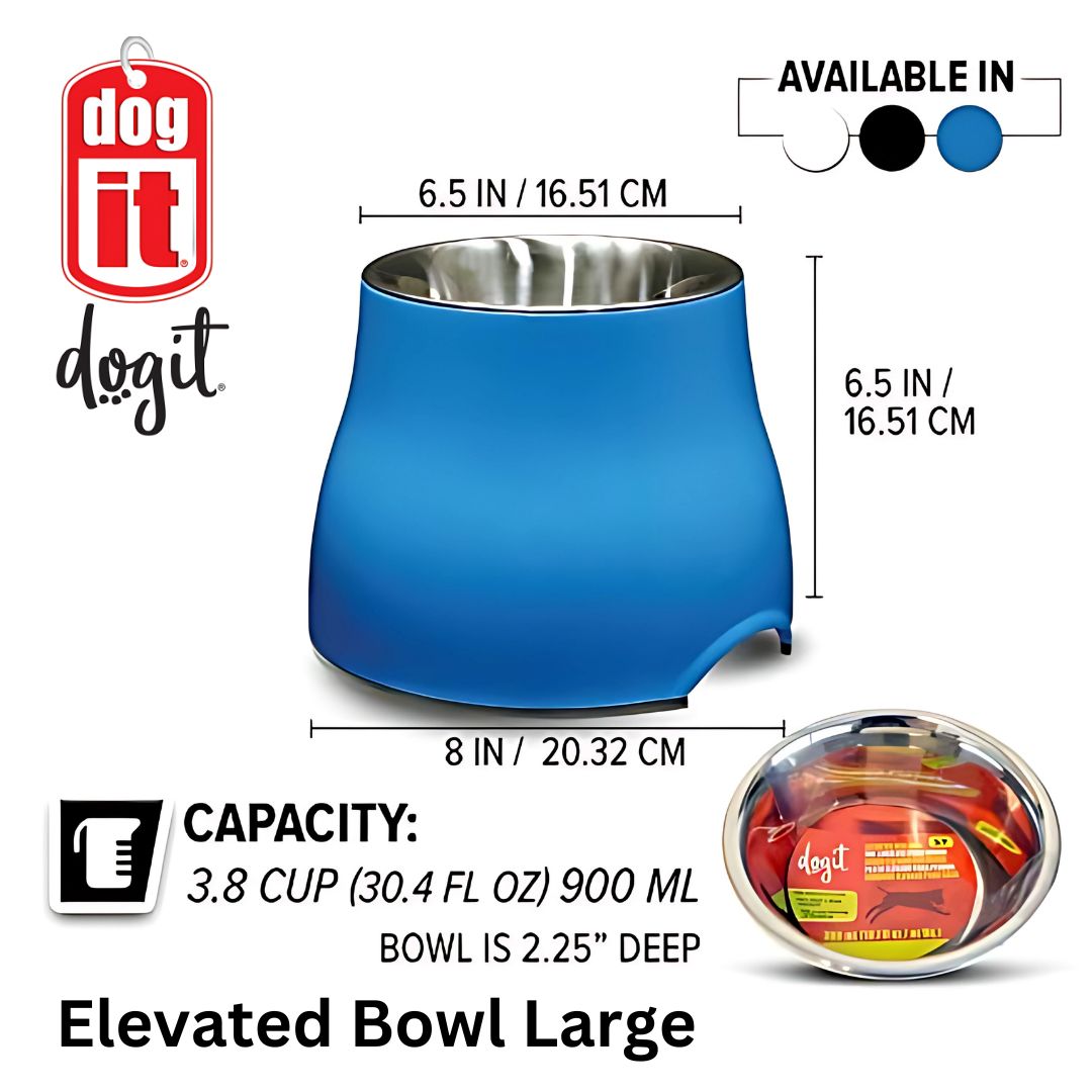 Dogit Elevated Dog Dish Blue - S & L