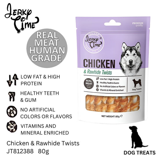 Jerky Time Dried Chicken & Rawhide Twists for Dogs 80g (JT812388)