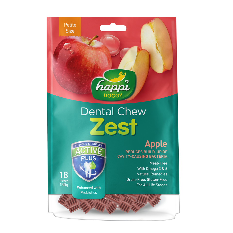 Happi Doggy Dental Chew Zest Apple - Petite 2.5" 150g