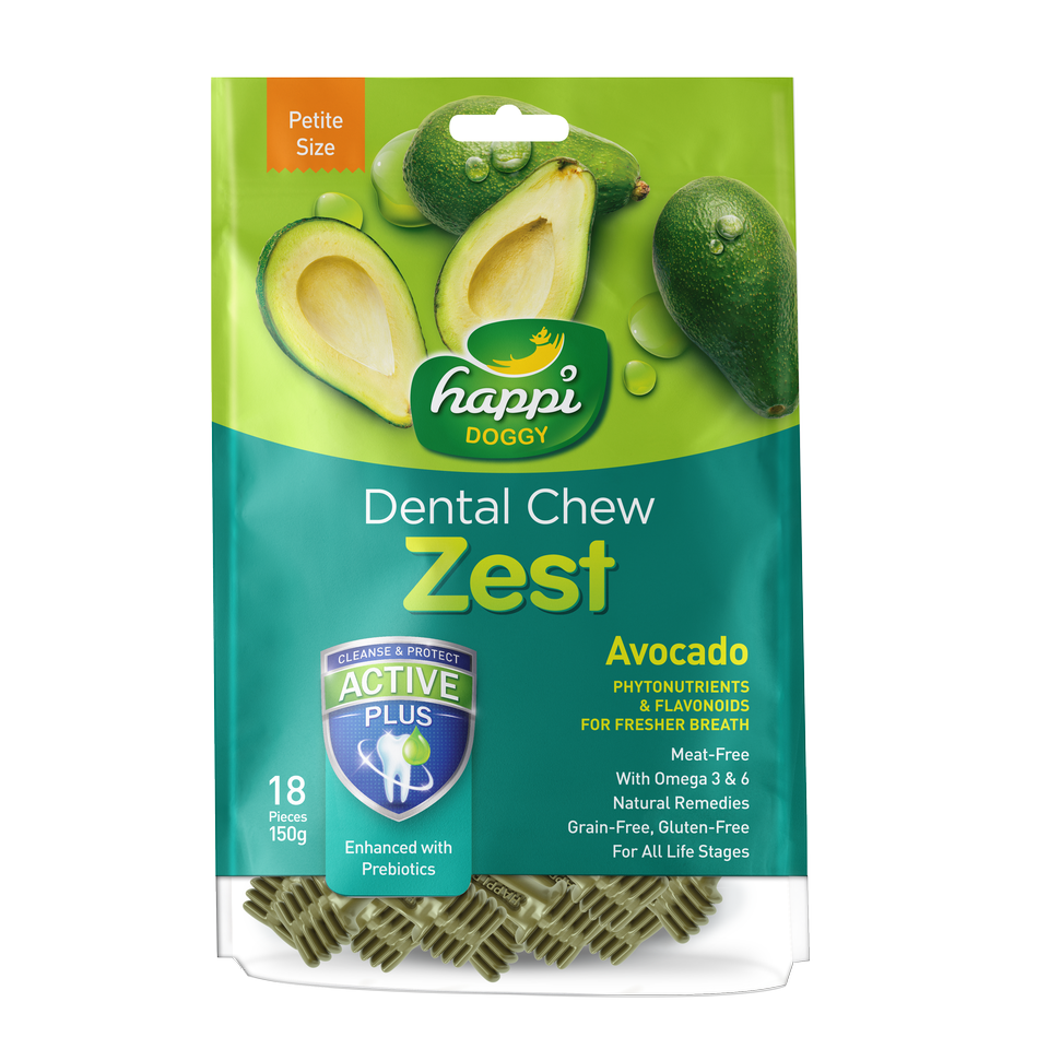 Happi Doggy Dental Chew Zest Avocado - Petite 2.5" 150g