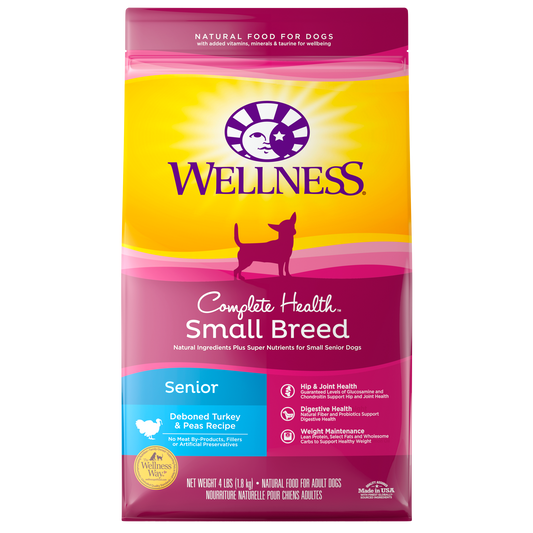 Wellness Complete Health Small Breed Senior Turkey & Peas Recipe - Available in 4lbs