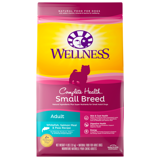 Wellness Complete Health Small Breed Adult Salmon, Whitefish & Peas Recipe - Available in 4lbs & 12lbs