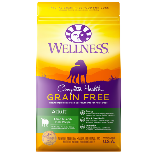 Wellness Complete Health Grain Free Adult Lamb & Lamb Meal Recipe - Available in 4lbs, 12lbs & 24lbs