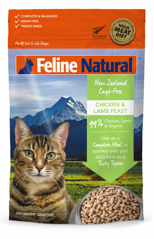 Feline Natural Freeze Dried Chicken & Lamb - Available in 100 and 320gm