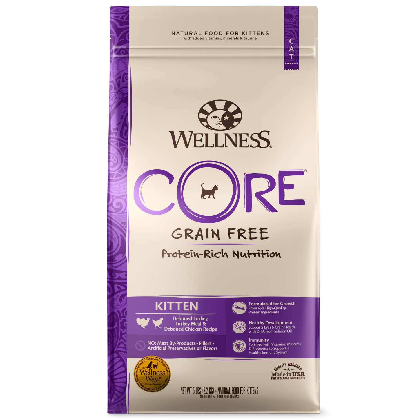 Wellness Cat Core® Kitten Deboned Turkey, Turkey Meal & Deboned Chicken - Available in 2lbs & 5lbs