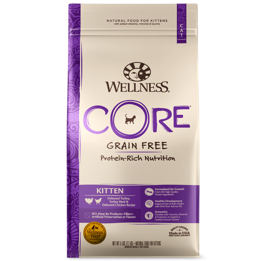 Wellness Cat Core® Kitten Deboned Turkey, Turkey Meal & Deboned Chicken - Available in 2lbs & 5lbs