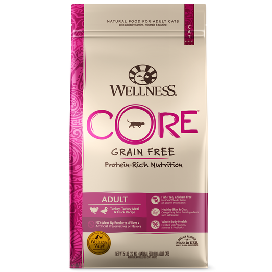 Wellness Cat Core® Adult Turkey, Turkey Meal & Duck - Available in 2lbs, 5lbs & 11lbs