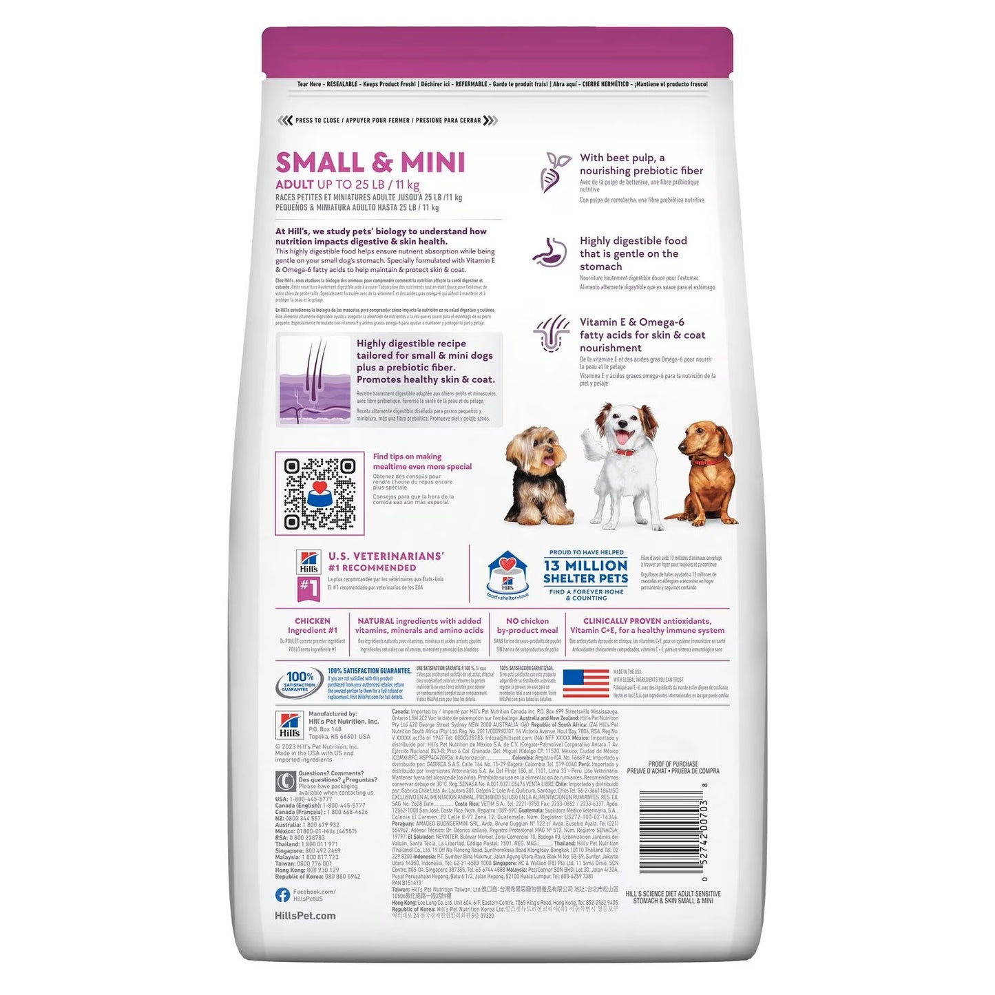 Science Diet Canine Small & Mini Adult Sensitive Stomach & Skin Chicken Recipe - 4lbs