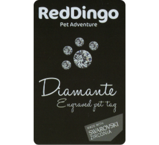 Red 'Dingo' Pet Tags Diamante