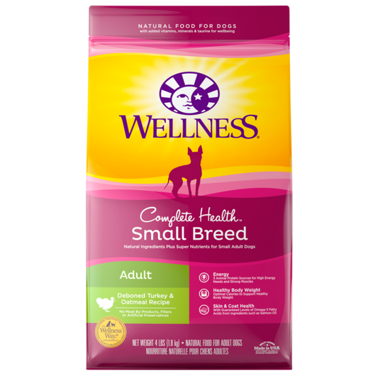 Wellness Complete Health Small Breed Adult Deboned Turkey & Oatmeal Recipe - Available in 4lbs & 12lbs