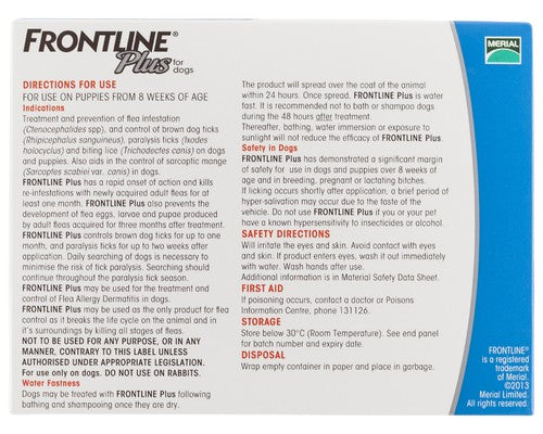 FRONTLINE® Plus For Dogs 10-20Kg – 6 Pipettes