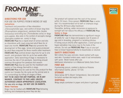 FRONTLINE® Plus for Dogs '<10Kg – 6 Pipettes