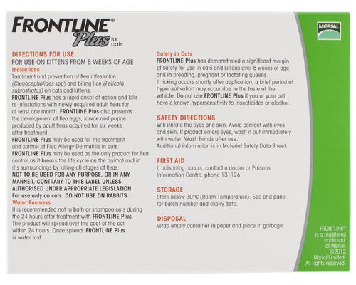 FRONTLINE® Plus For Cats – 6 Pipettes