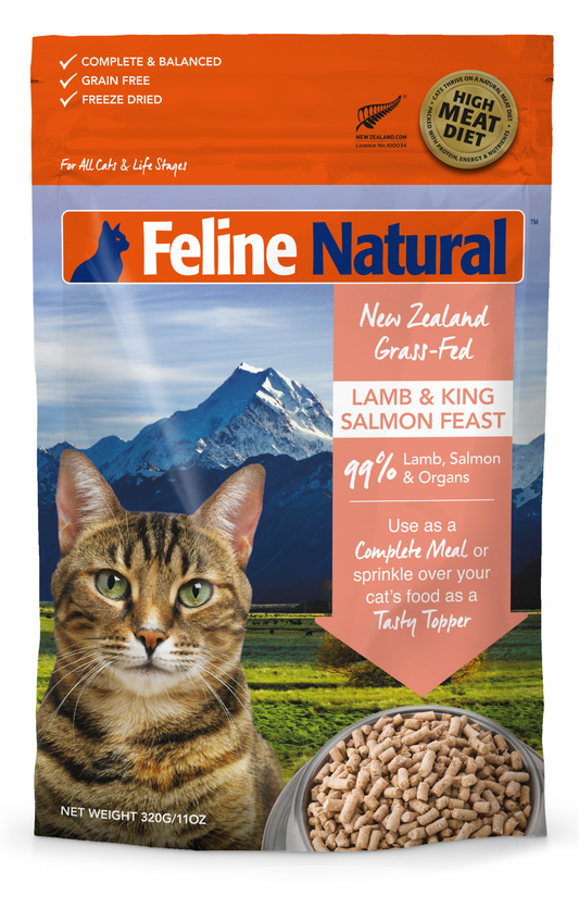 Feline Natural Freeze Dried Lamb & Salmon - Available in 100 & 320gm