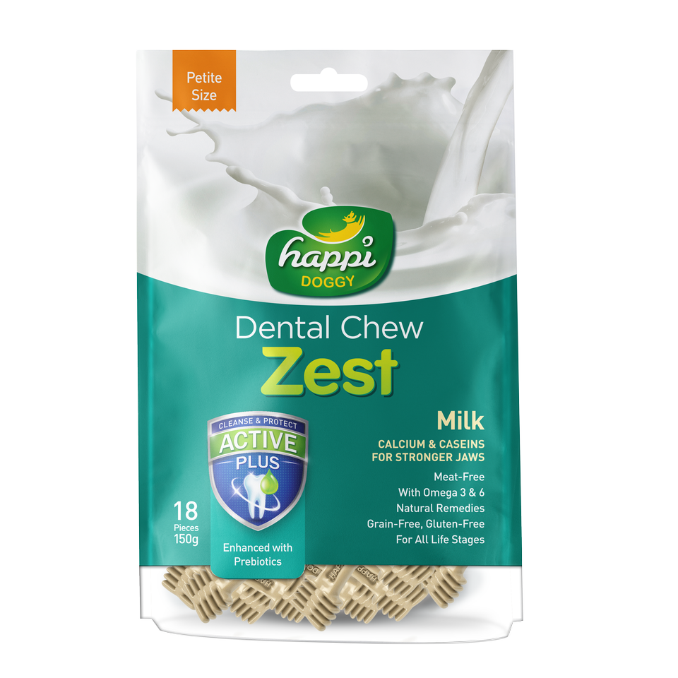 Happi Doggy Dental Chew Zest Milk - Petite 2.5" 150g