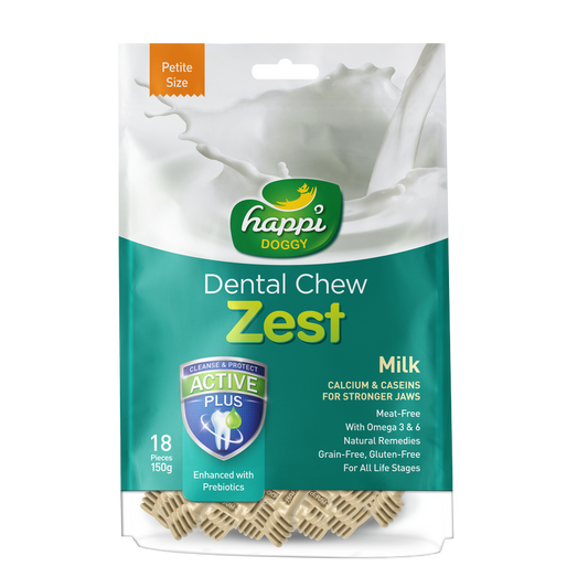 Happi Doggy Dental Chew Zest Milk - Petite 2.5" 150g