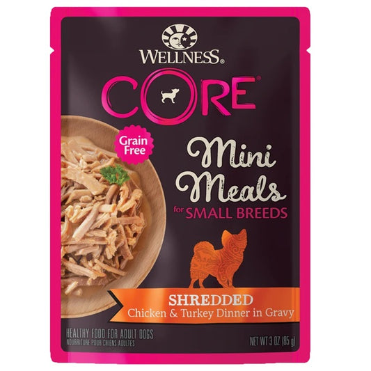 Wellness  CORE Small Breed Mini Meals - Shredded Chicken & Turkey Dinner in Gravy [3oz x 12]