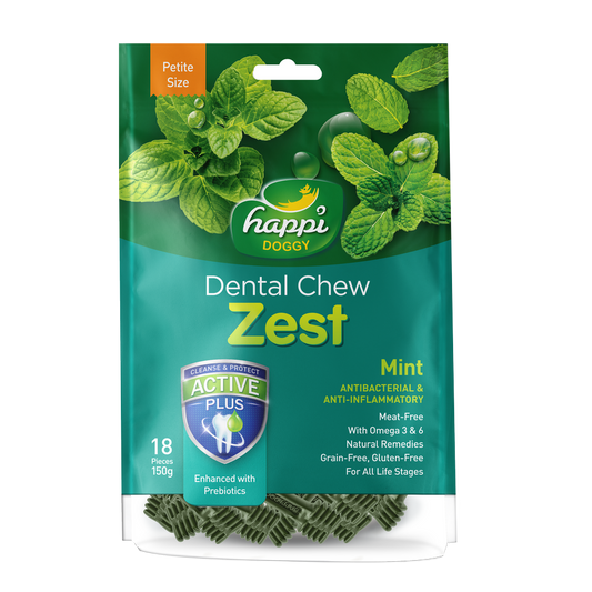 Happi Doggy Dental Chew Zest Mint - Petite 2.5" 150g