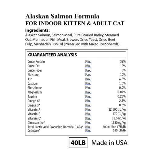 Nurture Pro Cat & Kitten Indoor Alaskan Salmon Formula - 40lbs (Breeder's White Bag)