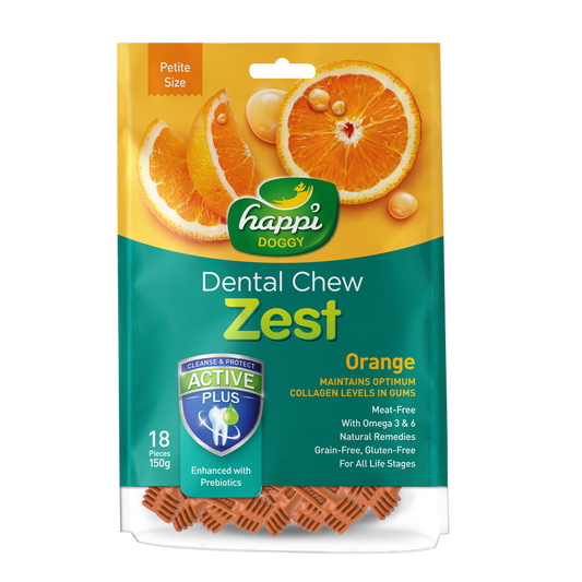 Happi Doggy Dental Chew Zest Orange - Petite 2.5" 150g