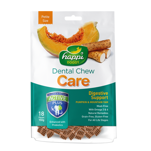 Happi Doggy Dental Chew Care Digestive Support With Pumpkin & Mountain Yam - Petite 2.5" 150g