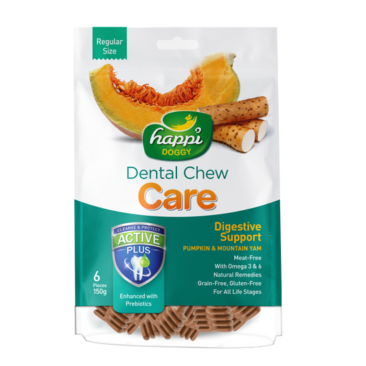 Happi Doggy Dental Chew Care Digestive Support With Pumpkin & Mountain Yam - Regular 4" 150g