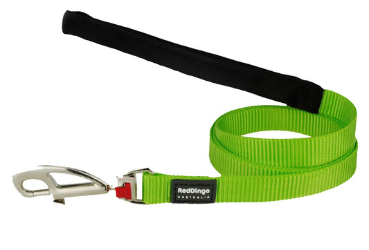 Red Dingo Dog Fixed Length Lead Classic - Lime Green - Available In S, M, ML & L