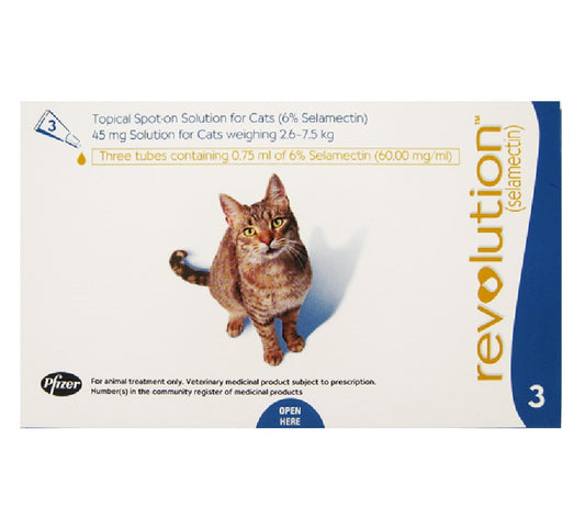 Revolution Topical Spot On for Cats 2.6 - 7.5kg (Blue) 3 Doses