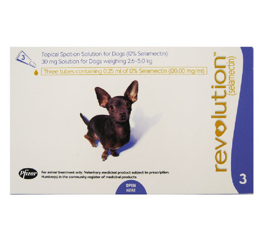 Revolution Topical Spot On for Dogs 2.6 - 5kg (Purple) 3 Doses