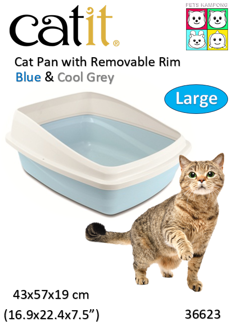 36623-Cat Love Cat Pan With Rim Large - Blue