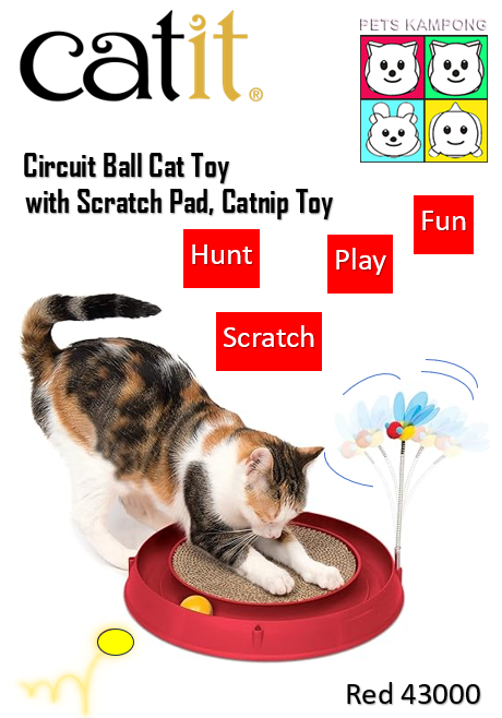 43000-Catit 3-in-1 Play - Circuit Ball Toy with Scratch Pad