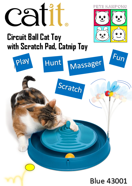 43001-Catit 3-in-1 Play - Circuit Ball Toy with Catnip Massager