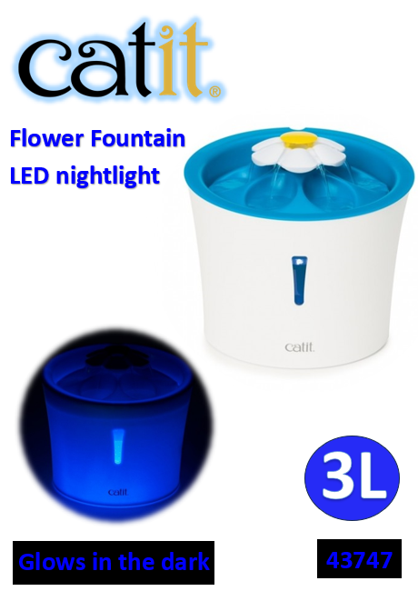 43747 Catit Flower Fountain LED Combo and Placemat with Stainless Steel Dish 3L