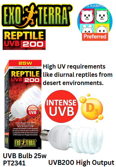 Exo Terra Reptile UVB200 High Output UVB Bulb 25w (PT2341)