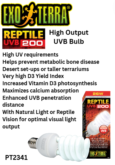 Exo Terra Reptile UVB200 High Output UVB Bulb 25w (PT2341)