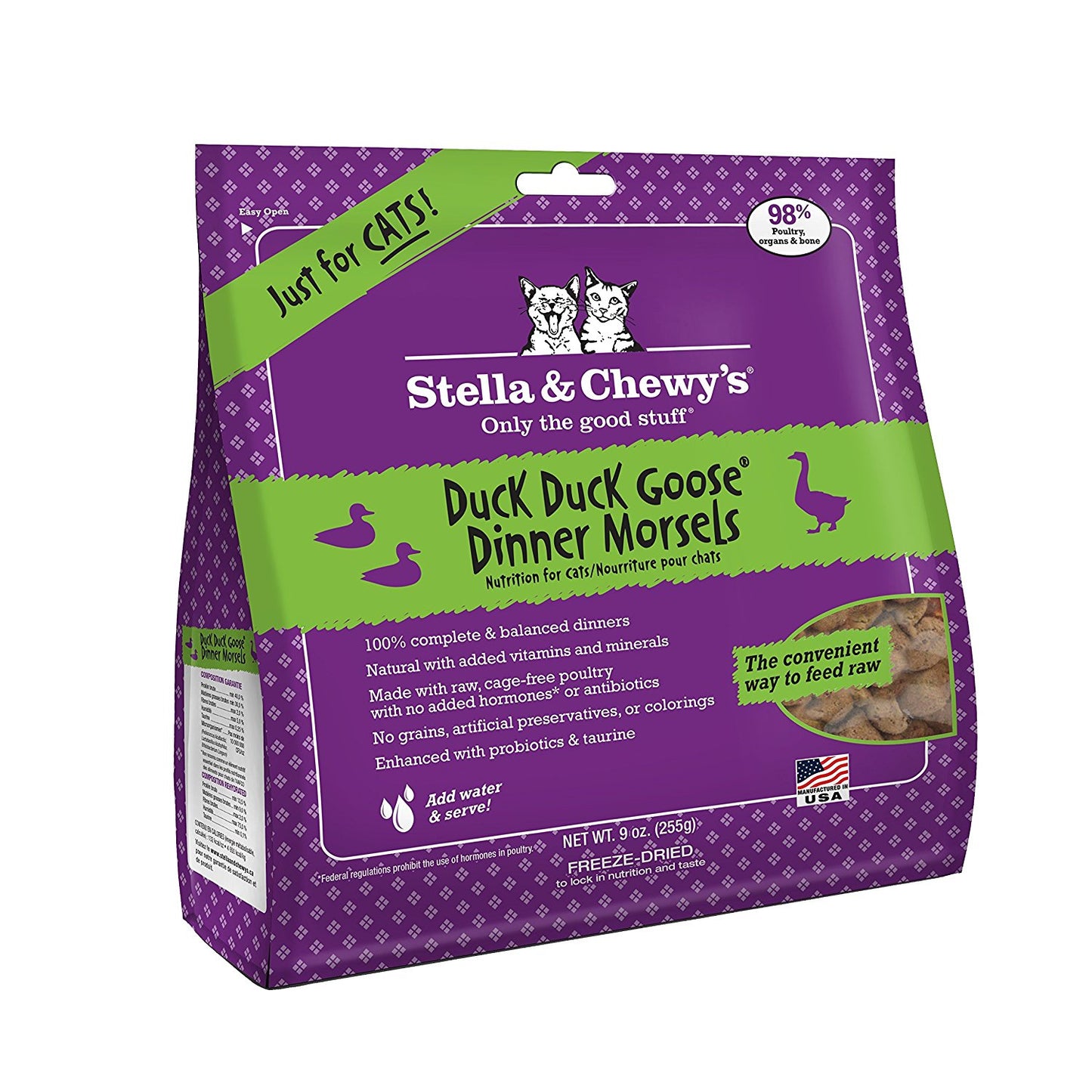 Stella & Chewy Cat Freeze Dried Dinner Morsels Duck Duck Goose - Available in 9oz & 18oz