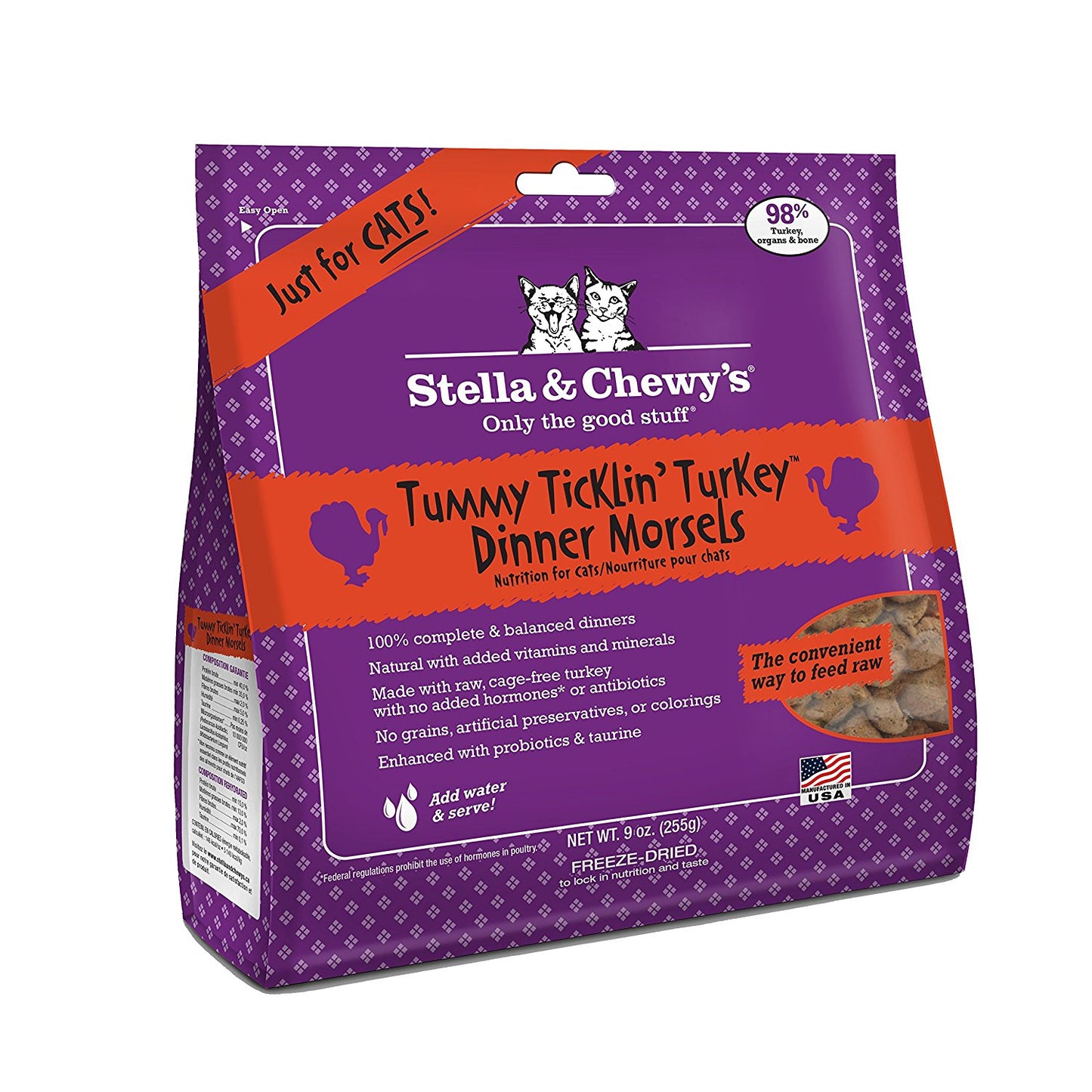 Stella & Chewy Cat Freeze Dried Dinner Morsels Tummy Ticklin’ Turkey - Available in 9oz & 18oz