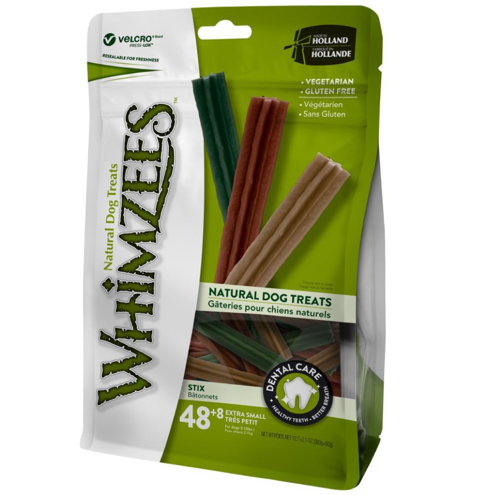 Whimzees All Natural Dog Dental Chews - Stix X-Small 48+8pcs